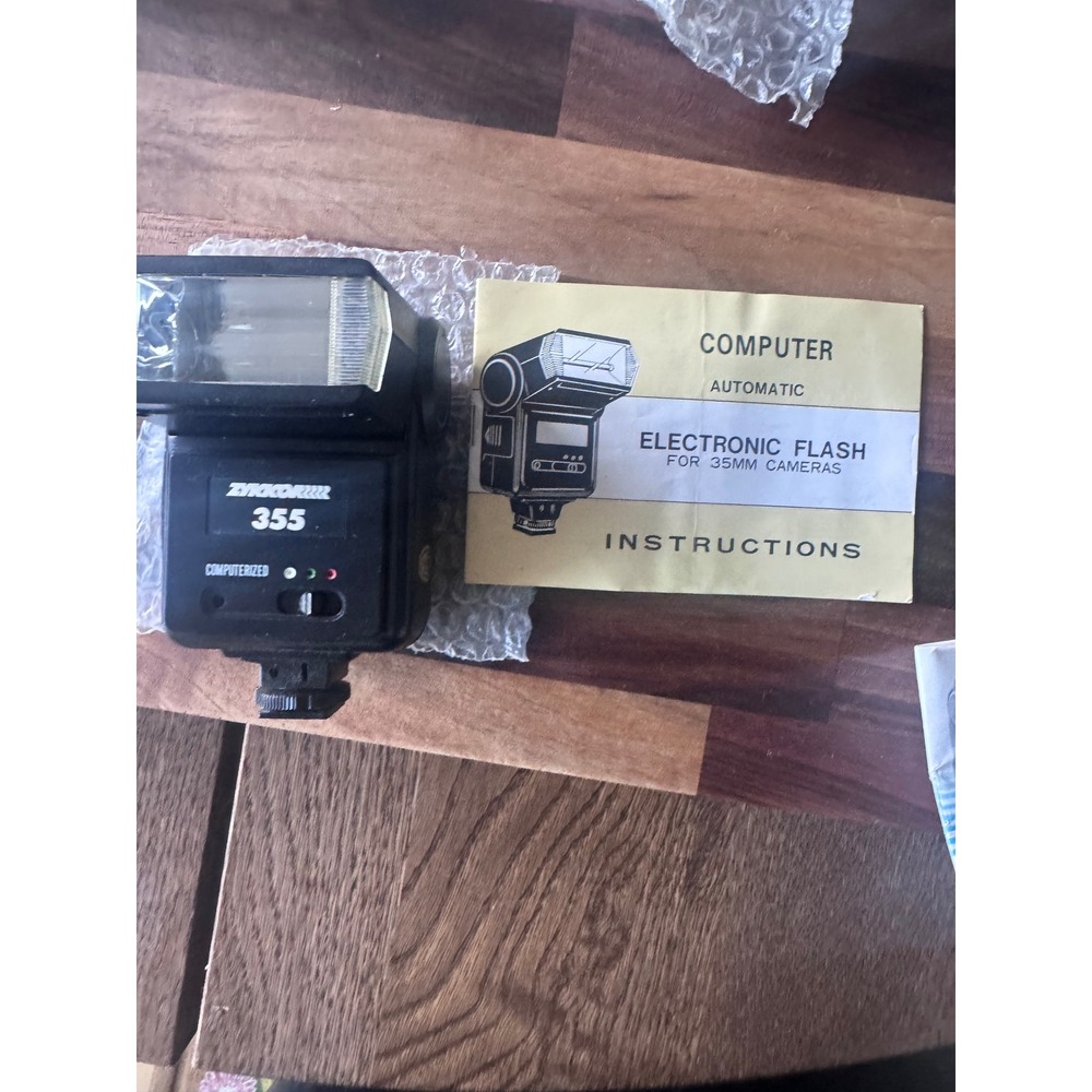 Vintage Zykorrr 355 Computerized Electronic Flash 35mm Camera Hot Shoe + Manual